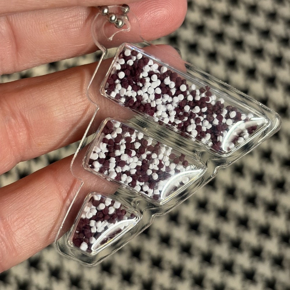 Adidas Keychain- Squishy Maroon White Beads‎ Clear Logo